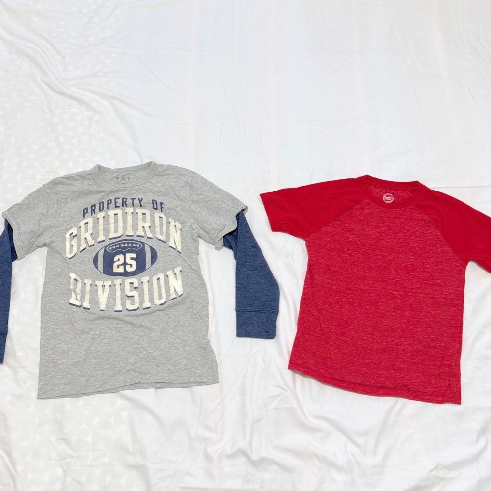 Lot/Set of 2 Boys Tee T-Shirt Clothing Bundle Football Size 7/8